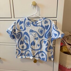 Zara Girl’s Blue Hearts Groovy Shirt Size 6